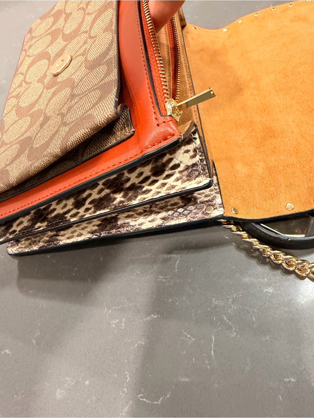 Coach Multi-Panel Crossbody with Gold Chain Trim - Picture 9 of 14